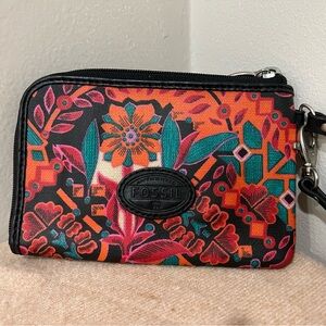 FOSSIL multicolored PVC Wristlet purse with card slots (pre-loved)
